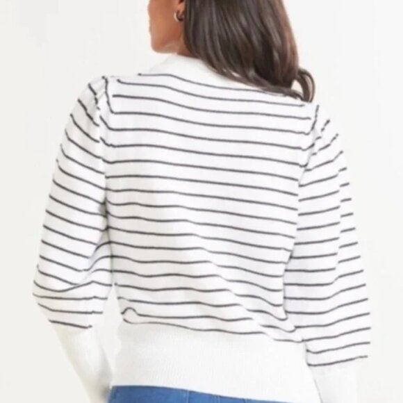 French Connection puff sleeve striped sweater size M - Picture 2 of 11